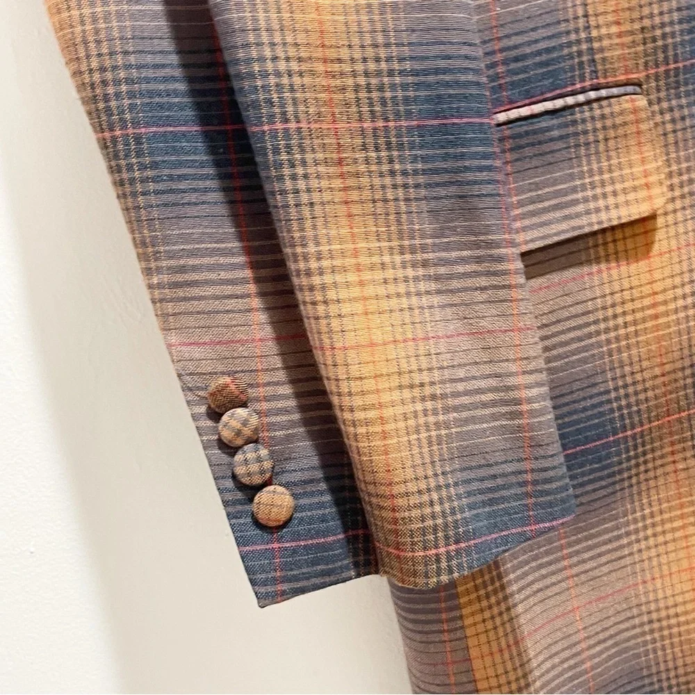 STACY ADAMS Men’s Multicolor Plaid Single Breasted Sports Coat Blazer Size 38R